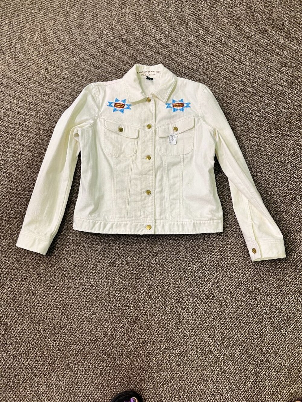Vintage Ralph Lauren Jeans Co.  Beaded White Denim Jacket